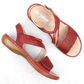 Sandales en cuir confortables Rieker W RKR685 rouge 8