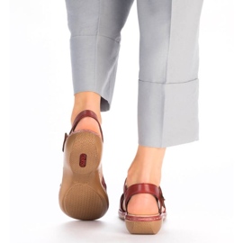 Sandales en cuir confortables Rieker W RKR685 rouge 19