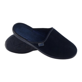 Chaussons en velours côtelé marine Befado 201Q033 bleu 4 Chaussons en velours côtelé marine Befado 201Q033 bleu 4
