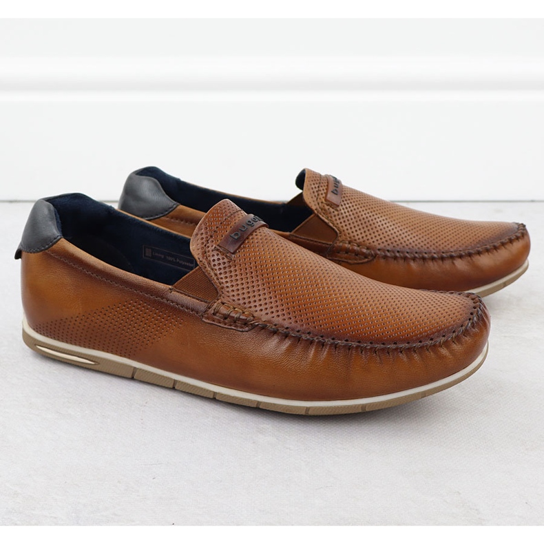 Mocasins en cuir Bugatti brun coulissant confortable RR153207 1