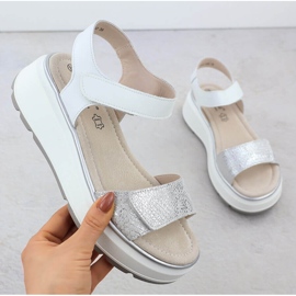 S.Barski Sandales en cuir pour femmes pour la plate-forme en argent vecro S. Barski LR51-543 1 S.Barski Sandales en cuir pour femmes pour la plate-forme en argent vecro S. Barski LR51-543 1
