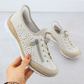 Chaussures pour femmes insérées confortables beige Rieker N42V3-60 1