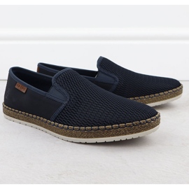 Chaussures masculines insérées Espadrilles Navy Blue Rieker B5265-14 bleu 1