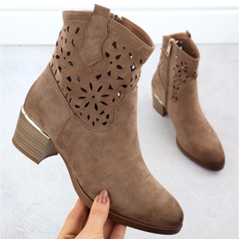 Bottes de travail ouvertes pour femmes avec des talons hauts bruns Vinceza 58452 1