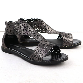 Sandales des femmes Openwork Platinum Czarne M. Daszyński MR24148-2 le noir 2