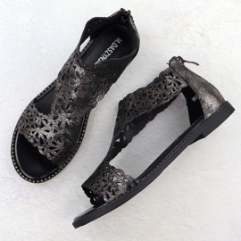 Sandales des femmes Openwork Platinum Czarne M. Daszyński MR24148-2 le noir 3