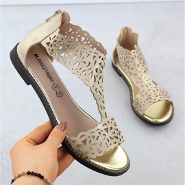 Sandales des femmes Openwork Platinum Złote M. Daszyński MR24148-2 doré 1