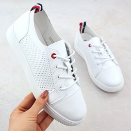Sneakers de chaussures de sport avec eco -reather openwork white Potocki py1633 blanche 1