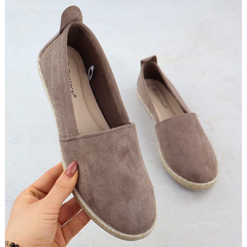 Espadrilles féminines a glissé le daim kaki potocki py16332 vert 1