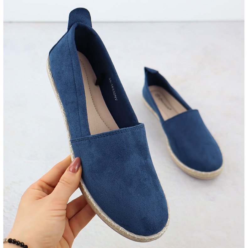 Espadrilles féminines insérées dans le Potocki bleu marine en daim py16332 1
