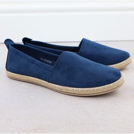 Espadrilles féminines insérées dans le Potocki bleu marine en daim py16332 2