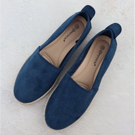 Espadrilles féminines insérées dans le Potocki bleu marine en daim py16332 3