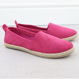 Espadrilles Slip pour femmes - en daim fuchsia Potocki Py16332 rose 2