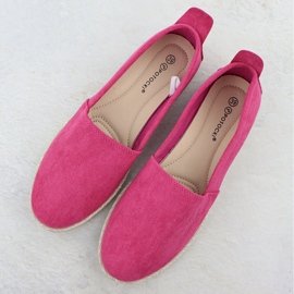 Espadrilles Slip pour femmes - en daim fuchsia Potocki Py16332 rose 3