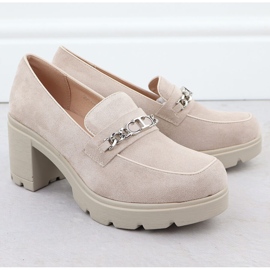 Chaussures pour femmes avec daim beige Potocki SZ12629 avec une chaîne 2