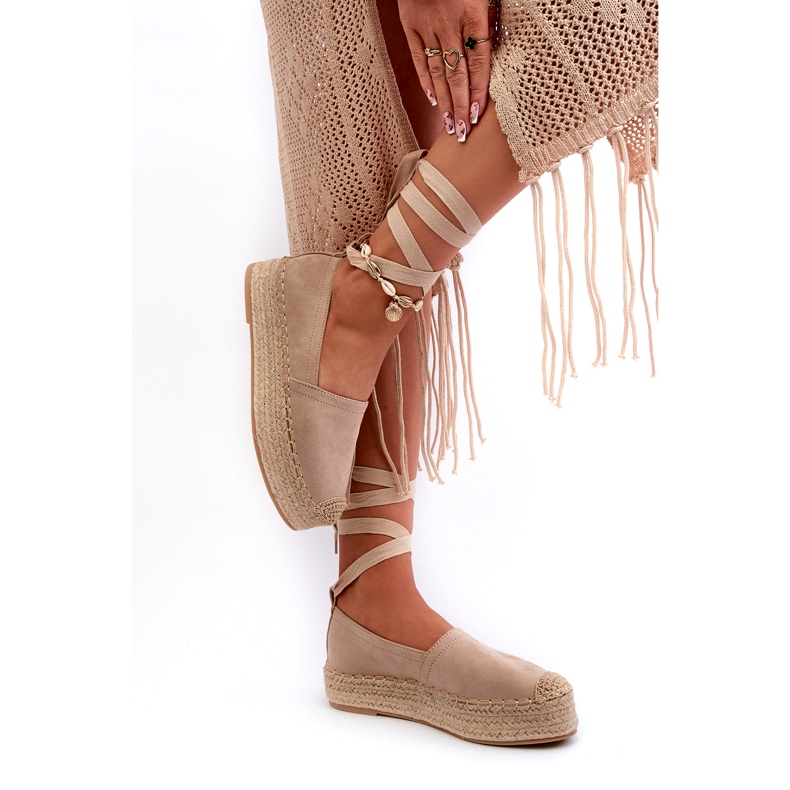 Bellucci Espadrilles Femme Nouées Sur Une Plateforme Avec Tresse Beige Tailesse 2 Bellucci Espadrilles Femme Nouées Sur Une Plateforme Avec Tresse Beige Tailesse 2