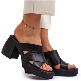 Zazoo 40373 Tongs en cuir avec bloc, noir 5