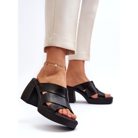 Zazoo 40373 Tongs en cuir avec bloc, noir 4