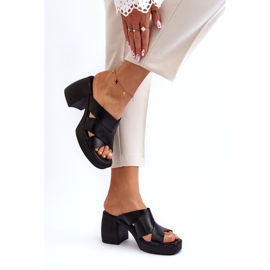 Zazoo 40373 Tongs en cuir avec bloc, noir le noir 3