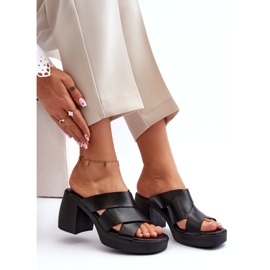 Zazoo 40373 Tongs en cuir avec bloc, noir 1