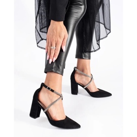 Escarpins noirs en suède à paillettes 2