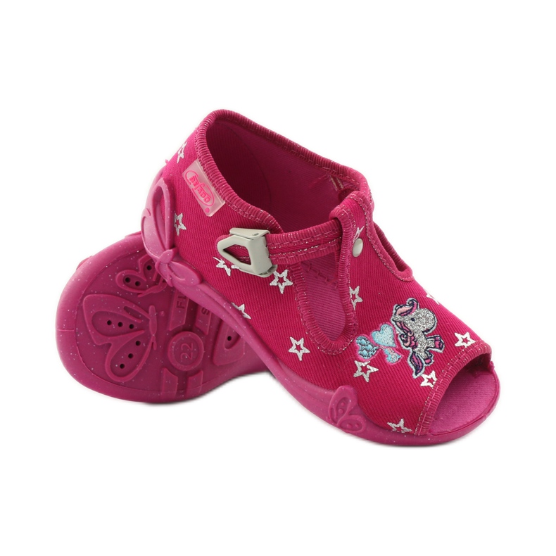 Befado chaussures pour enfants pantoufles 213p102 rose gris 3