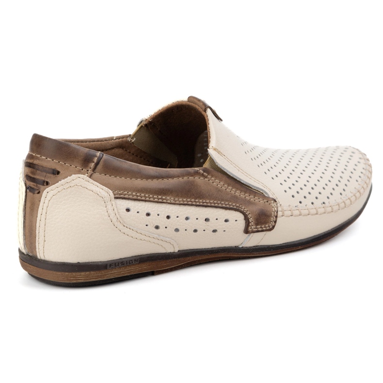 Olivier Moccasins masculins avec du cuir ouvert 0525 crème beige 1