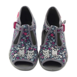 Chaussons deux chats Befado 213p099 gris rose 5