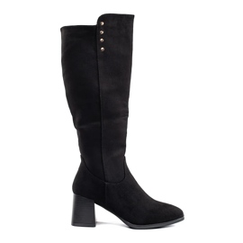 Bottines à talons en daim noir le noir 3
