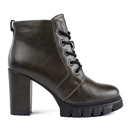 Bottines femme vert foncé à talon haut 3