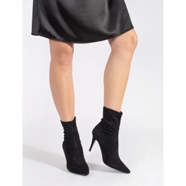 Sergio Leone Bottines à talons élastiques en daim noir le noir 2
