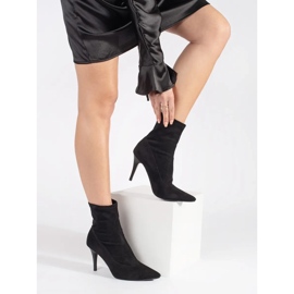 Sergio Leone Bottines à talons élastiques en daim noir le noir 3
