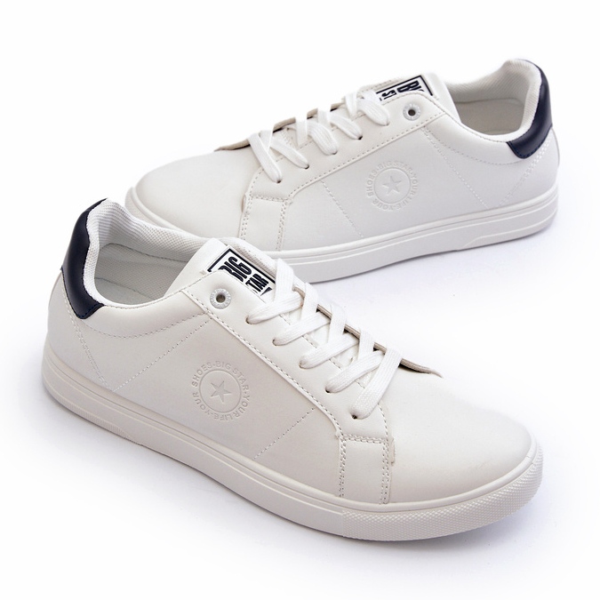 Baskets basses pour hommes en cuir écologique Big Star NN174282 blanc blanche 2 Baskets basses pour hommes en cuir écologique Big Star NN174282 blanc blanche 2