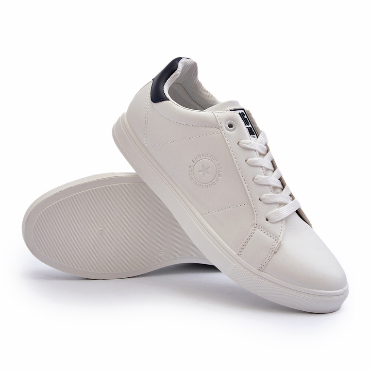 Baskets basses pour hommes en cuir écologique Big Star NN174282 blanc 3