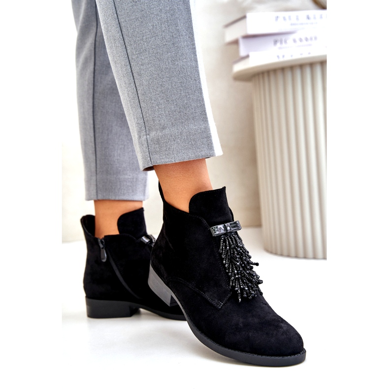 S.Barski Bottes de femmes isolées avec un ornement à fermeture éclair S. Barski Hy42-715 noir 4