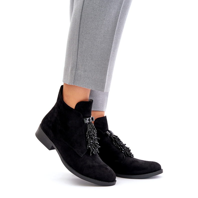 S.Barski Bottes de femmes isolées avec un ornement à fermeture éclair S. Barski Hy42-715 noir 1