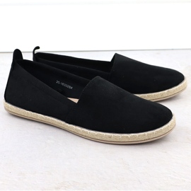 Espadrilles féminines glissées dans le daim noir Potocki PY16332 le noir 2