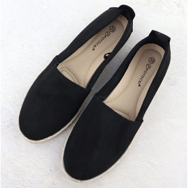 Espadrilles féminines glissées dans le daim noir Potocki PY16332 le noir 3