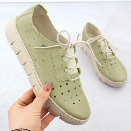 Chaussures en cuir ouverte pour femmes vertes Helios 434 1