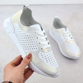 Białe Artiker 56C1036 Chaussures de sport en cuir ouvert blanche 1