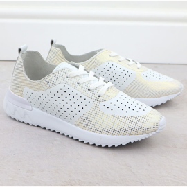 Białe Artiker 56C1036 Chaussures de sport en cuir ouvert blanche 2