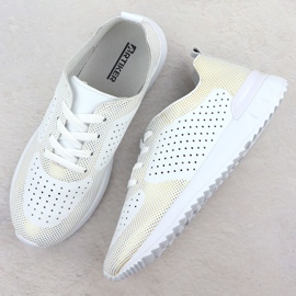 Białe Artiker 56C1036 Chaussures de sport en cuir ouvert blanche 3