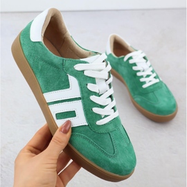 Chaussures de sport en cuir en daim vert Vinceza 79517 1