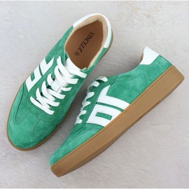 Chaussures de sport en cuir en daim vert Vinceza 79517 3