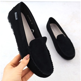 Mocassins Chaussures en daim pour femmes Black Potocki WL09301 le noir 1