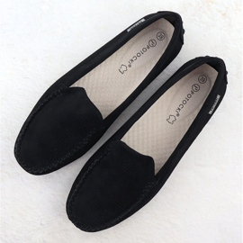 Mocassins Chaussures en daim pour femmes Black Potocki WL09301 le noir 3