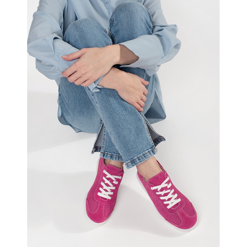 Goodin Baskets ouvertes roses en cuir naturel 2