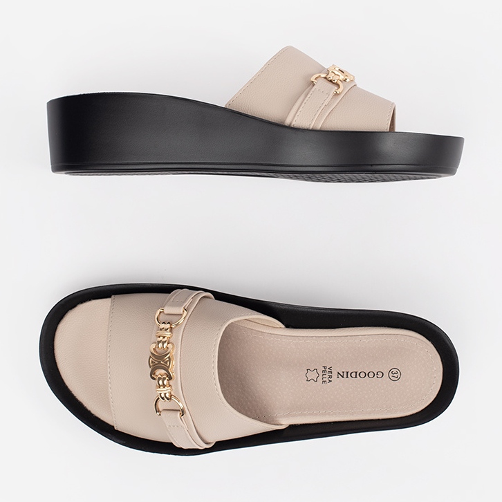 Goodin Volets pour femmes beige avec une chaîne 2