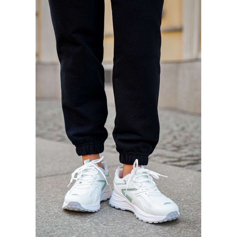Chaussures sportives féminines Big Star NN274A095 Système Hi-Poly System White-Green blanc 2