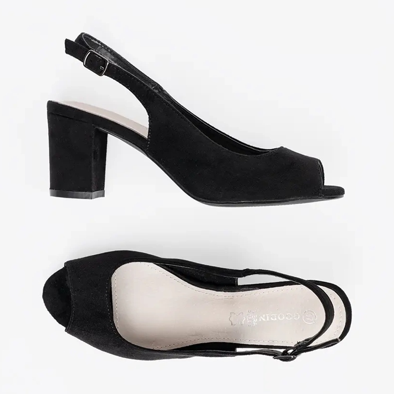 Goodin Sandales en daim sur un poteau le noir 1